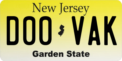 NJ license plate D00VAK