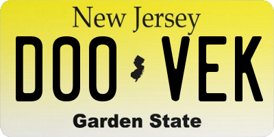 NJ license plate D00VEK