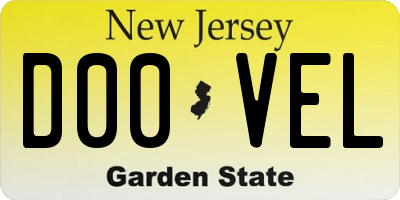 NJ license plate D00VEL