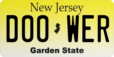 NJ license plate D00WER
