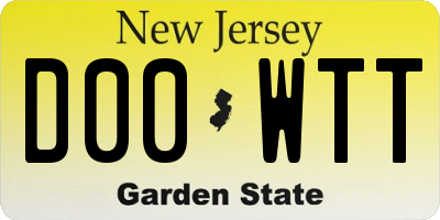 NJ license plate D00WTT