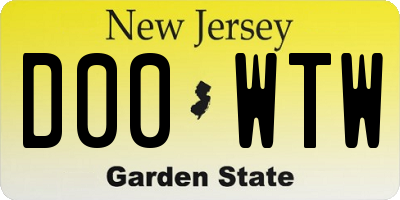 NJ license plate D00WTW