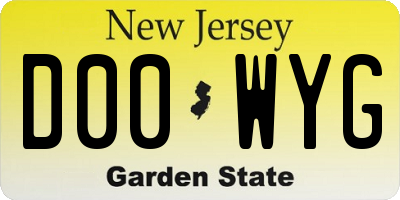 NJ license plate D00WYG