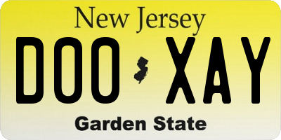 NJ license plate D00XAY