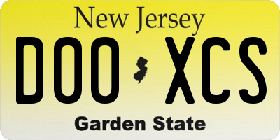 NJ license plate D00XCS