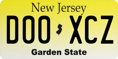 NJ license plate D00XCZ