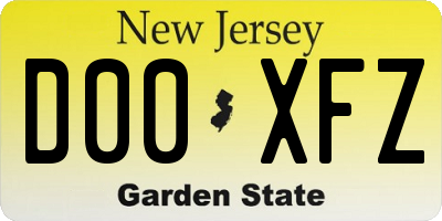 NJ license plate D00XFZ