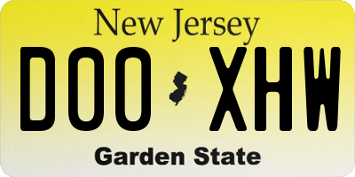 NJ license plate D00XHW