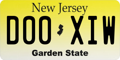 NJ license plate D00XIW