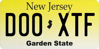 NJ license plate D00XTF