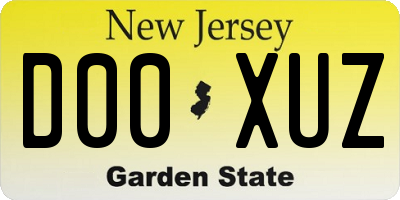 NJ license plate D00XUZ