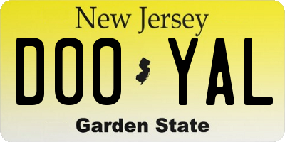 NJ license plate D00YAL