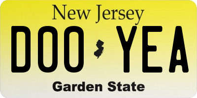 NJ license plate D00YEA