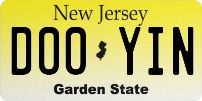 NJ license plate D00YIN