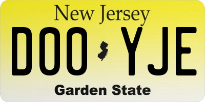 NJ license plate D00YJE