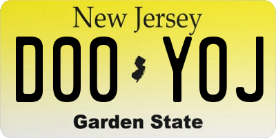 NJ license plate D00YOJ