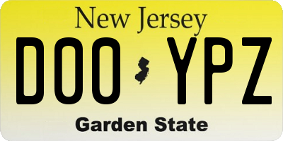NJ license plate D00YPZ