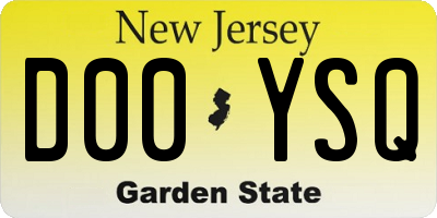 NJ license plate D00YSQ