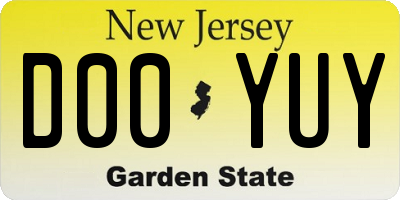 NJ license plate D00YUY
