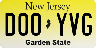 NJ license plate D00YVG