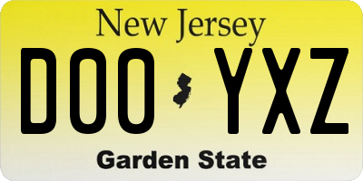 NJ license plate D00YXZ