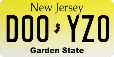 NJ license plate D00YZO