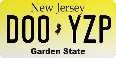 NJ license plate D00YZP