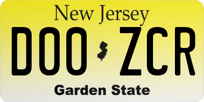NJ license plate D00ZCR