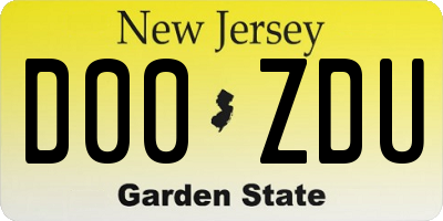 NJ license plate D00ZDU