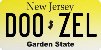 NJ license plate D00ZEL