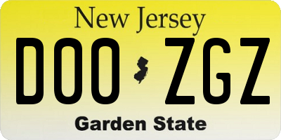 NJ license plate D00ZGZ
