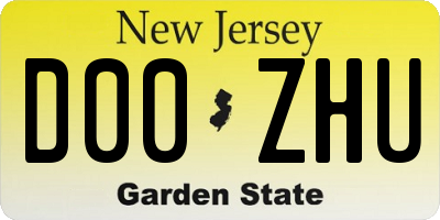 NJ license plate D00ZHU