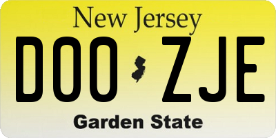 NJ license plate D00ZJE