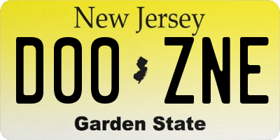 NJ license plate D00ZNE