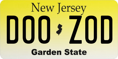 NJ license plate D00ZOD