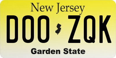 NJ license plate D00ZQK