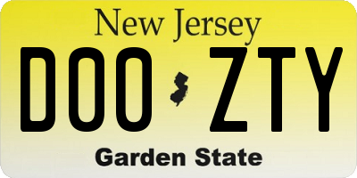 NJ license plate D00ZTY