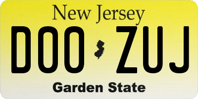 NJ license plate D00ZUJ