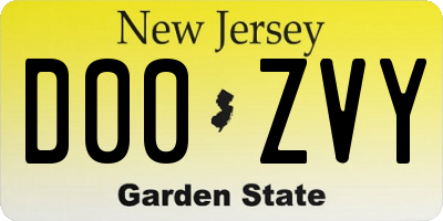 NJ license plate D00ZVY