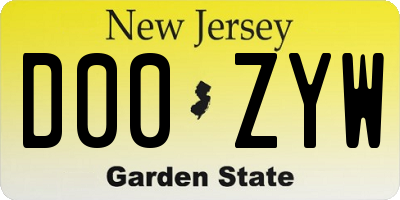 NJ license plate D00ZYW
