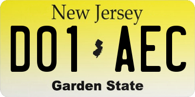 NJ license plate D01AEC