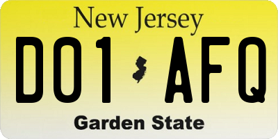 NJ license plate D01AFQ
