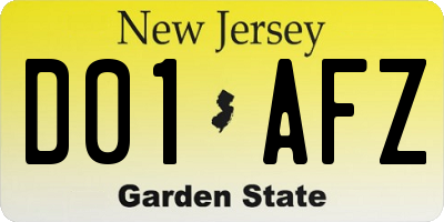 NJ license plate D01AFZ