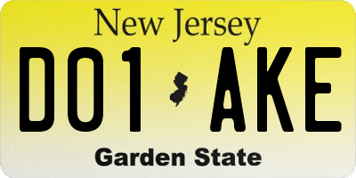 NJ license plate D01AKE