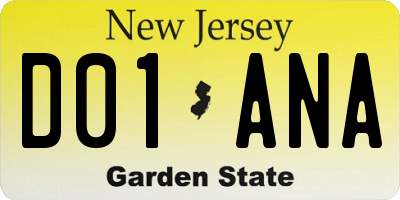 NJ license plate D01ANA