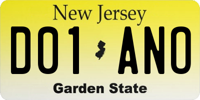 NJ license plate D01ANO