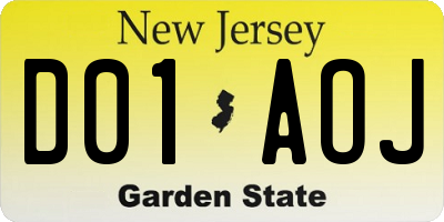 NJ license plate D01AOJ