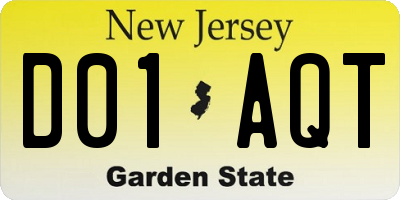 NJ license plate D01AQT