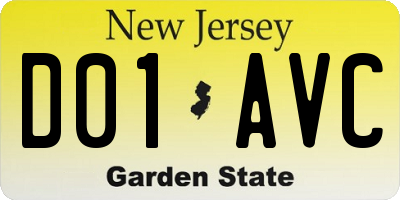 NJ license plate D01AVC