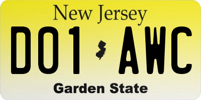 NJ license plate D01AWC